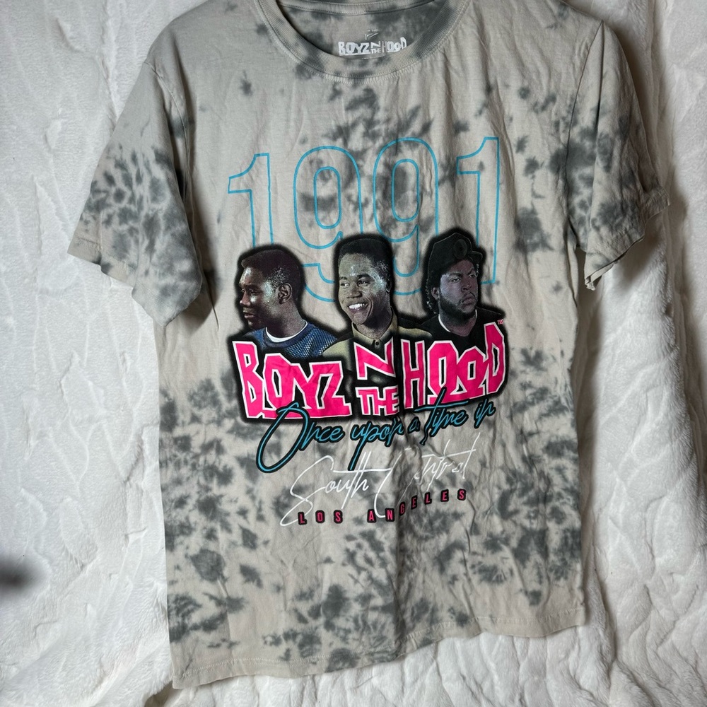 Boyz N The Hood Graphic Tee Grey Tie Dye Movie T-Shirt 1991 South Central Small - Picture 1 of 6